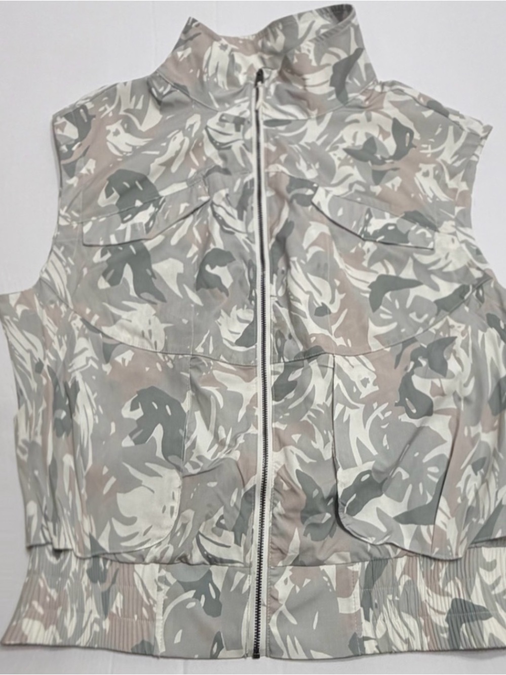 Ladies Sleeveless Camo printed  Vest - Gray// Green / Beige, XXL